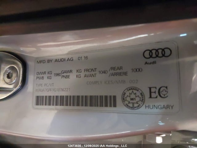 WAUA7GFF1G1076221 Audi A3