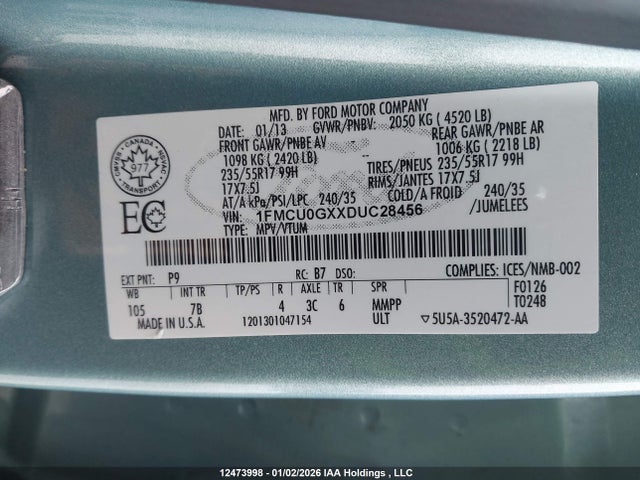 Aukcja sprzedaży 2013 Ford Escape Se, vin: 1FMCU0GXXDUC28456, numer aukcji: 12473998