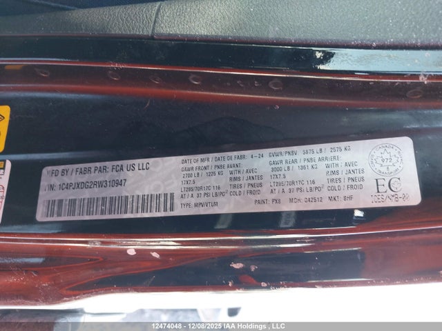 Продажа на аукционе авто 2024 Jeep Wrangler 4-door Willys, vin: 1C4PJXDG2RW310947, номер лота: 12474048