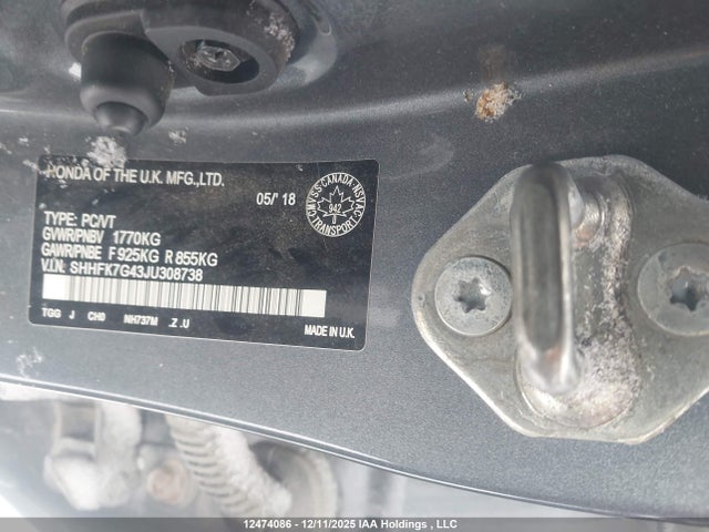 Honda l15ba 2018 SHHFK7G43JU308738 Image 9