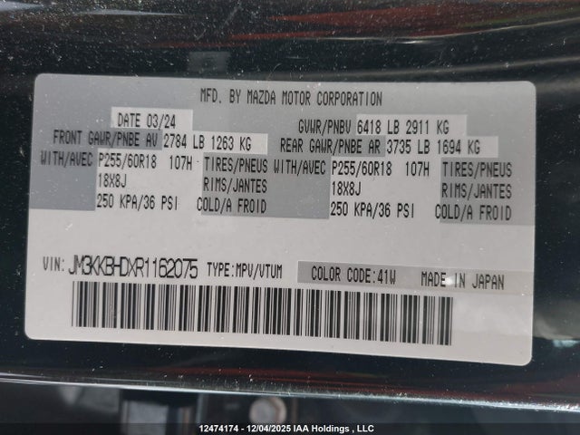 JM3KKBHDXR1162075 Mazda Cx-90 Mhev Gs