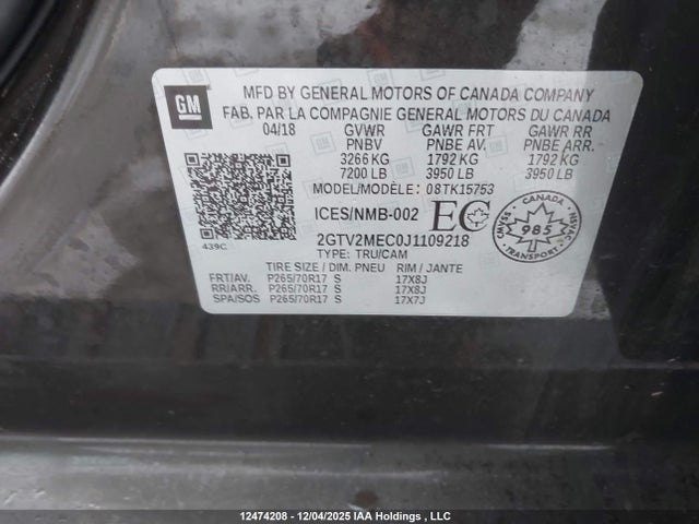 GMC Sierra 1500 Sle 2018 2GTV2MEC0J1109218 Image 9