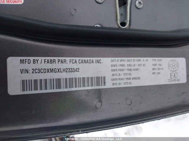 2C3CDXMGXLH233342 Dodge CHARGER GT