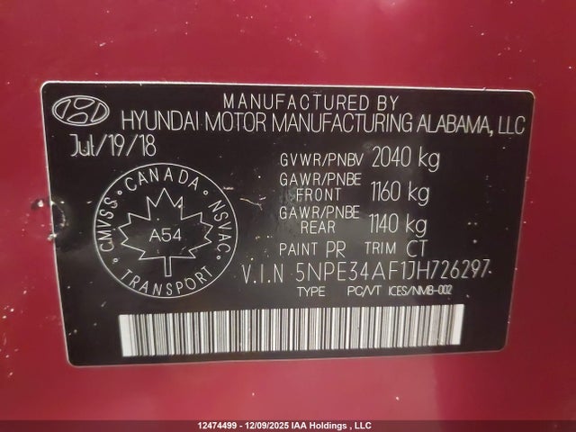 5NPE34AF1JH726297 Hyundai Sonata Sport/limited/sel