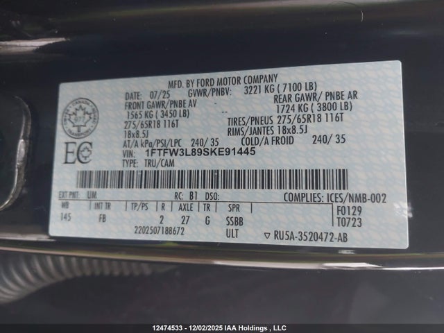 1FTFW3L89SKE91445 Ford F150 Xlt