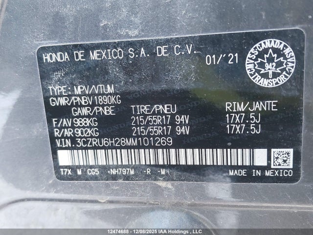 3CZRU6H28MM101269 Honda HR-V SPORT