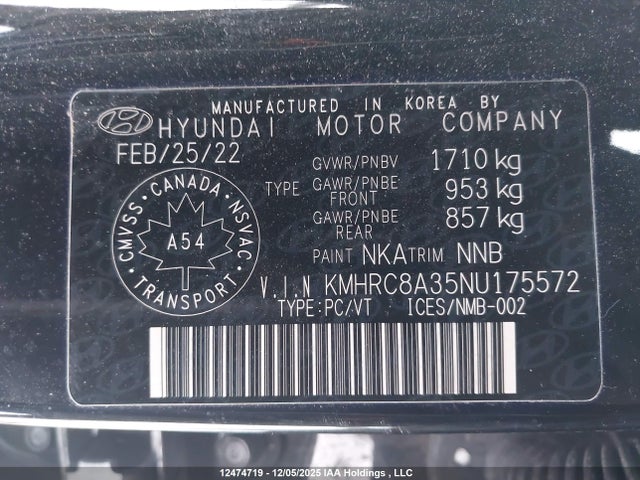 Hyundai Venue Ultimate With Black Interior 2022 KMHRC8A35NU175572 Image 19