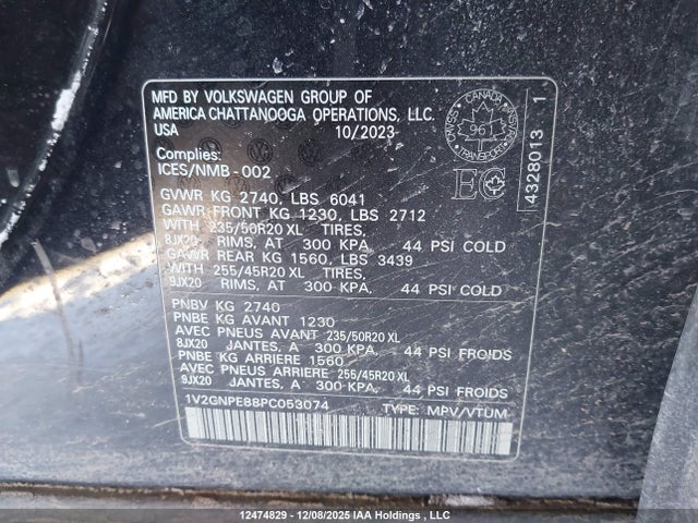 Продажа на аукционе авто 2023 Volkswagen Id.4, vin: 1V2GNPE88PC053074, номер лота: 12474829