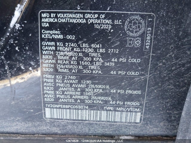 Продажа на аукционе авто 2023 Volkswagen Id.4, vin: 1V2GNPE88PC053074, номер лота: 12474829