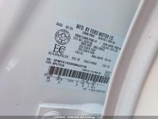 Продаж на аукціоні авто 2024 Ford Mustang Mach-e, vin: 3FMTK1S55RMA25150, номер лоту: 12474835