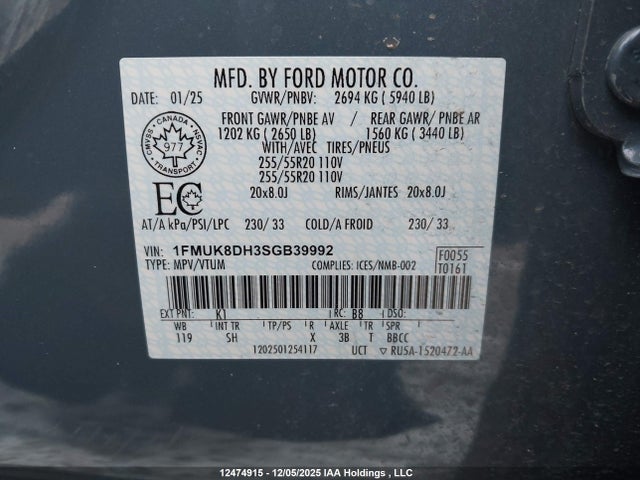 1FMUK8DH3SGB39992 Ford Explorer Active