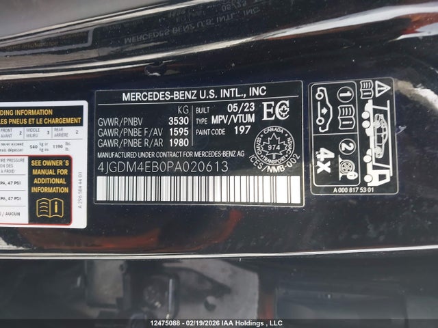 4JGDM4EB0PA020613 Mercedes-Benz Eqs 580 4matic