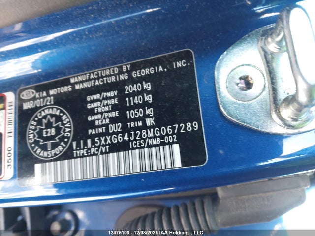 5XXG64J28MG067289 KIA K5 GT LINE