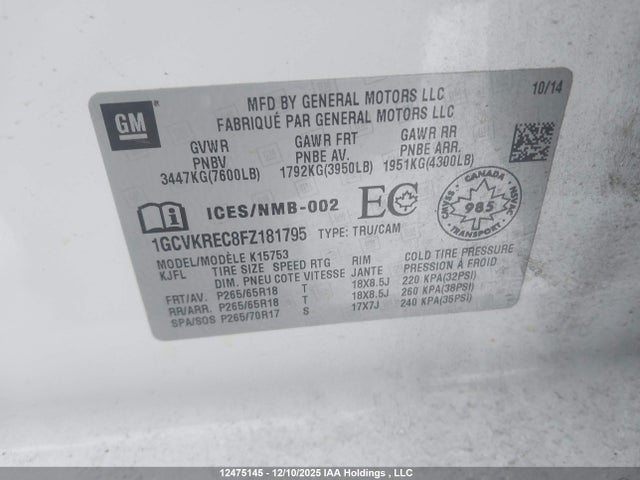 1GCVKREC8FZ181795 Chevrolet Silverado 1500