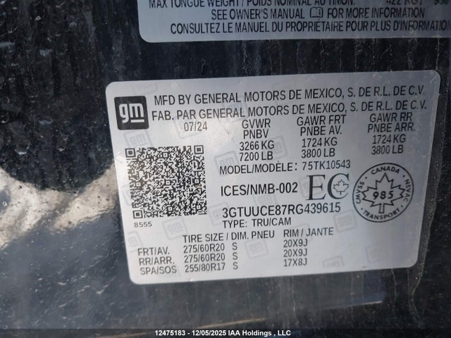 3GTUUCE87RG439615 GMC Sierra 1500 Elevation