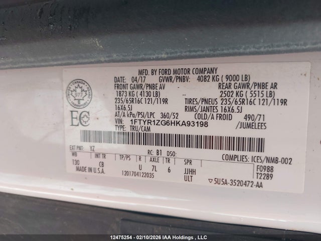 1FTYR1ZG6HKA93198 Ford Transit-250