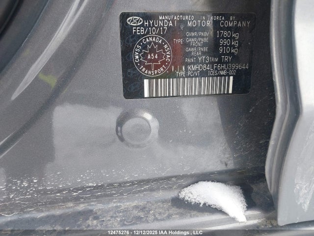KMHD84LF6HU399644 Hyundai Elantra