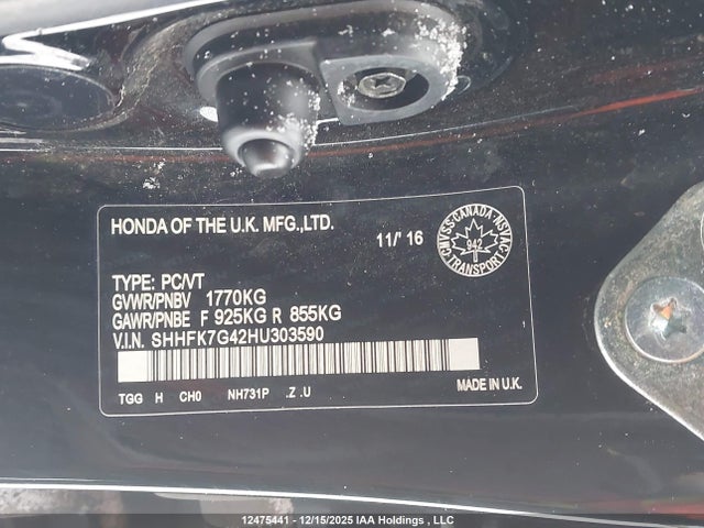 Aukcja sprzedaży 2017 Honda Civic, vin: SHHFK7G42HU303590, numer aukcji: 12475441