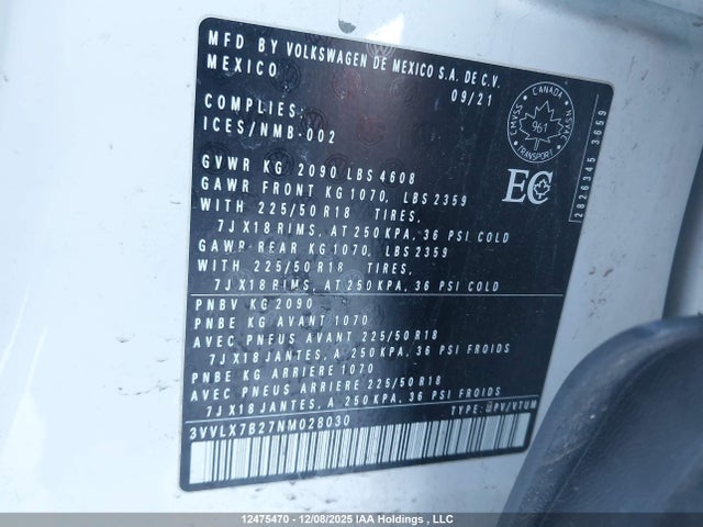3VVLX7B27NM028030 Volkswagen Taos