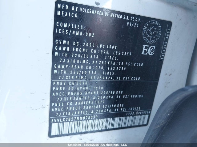 3VVLX7B27NM028030 Volkswagen Taos