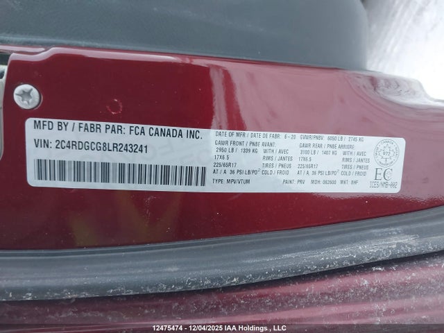 Dodge Grand Caravan Premium Plus 2020 2C4RDGCG8LR243241 Image 19