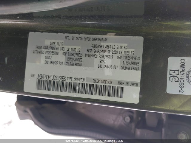 JM3KFBDM1J0316158 Mazda Cx-5 Grand Touring
