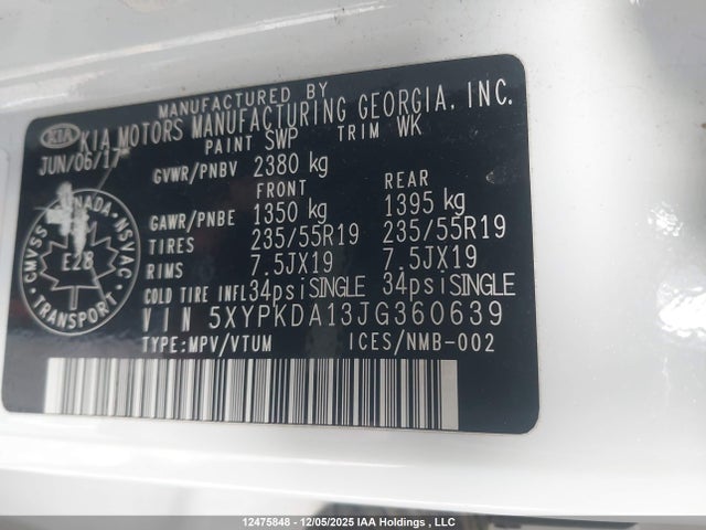 KIA t-gdi theta-ii 2018 5XYPKDA13JG360639 Image 20