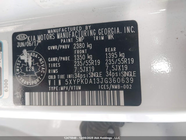 KIA t-gdi theta-ii 2018 5XYPKDA13JG360639 Image 9