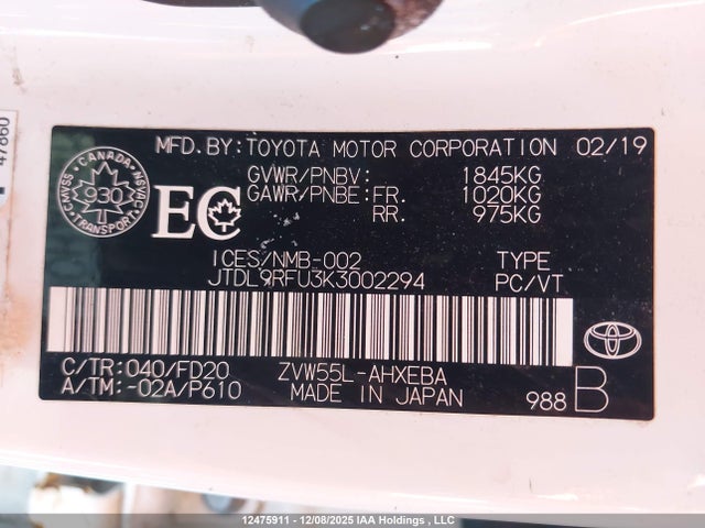 JTDL9RFU3K3002294 Toyota Prius