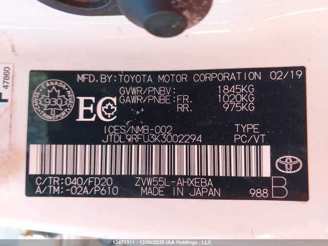 JTDL9RFU3K3002294 Toyota Prius