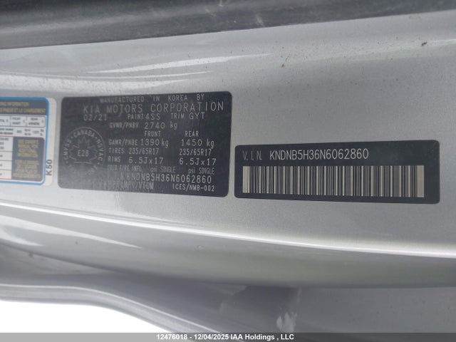 KNDNB5H36N6062860 KIA Carnival Lx/lx+