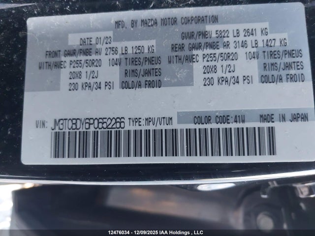 JM3TCBDY6P0652266 Mazda Cx-9 Gt/kuro Edition