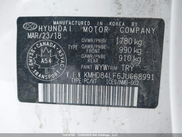 KMHD84LF6JU668991 Hyundai Elantra Sel/value/limited