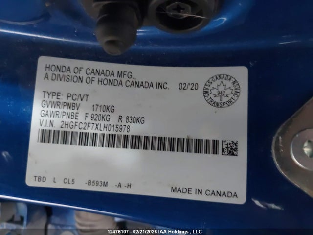 2HGFC2F7XLH015978 Honda CIVIC EX