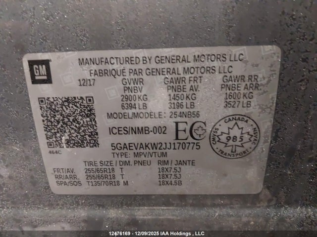 5GAEVAKW2JJ170775 Buick Enclave Essence