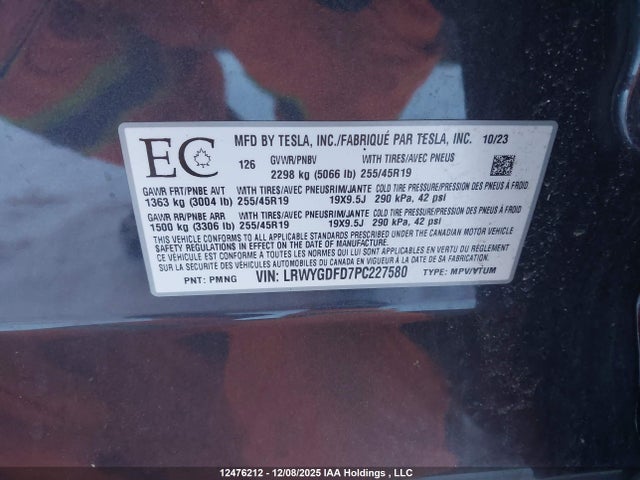 LRWYGDFD7PC227580 Tesla Model Y Rwd