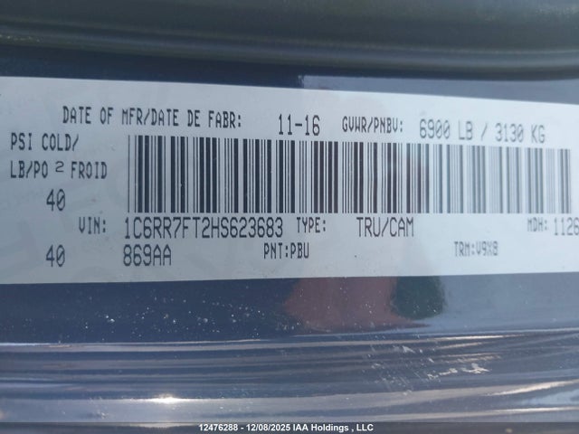 1C6RR7FT2HS623683 Dodge RAM 1500