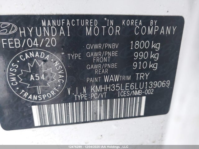 KMHH35LE6LU139069 Hyundai Elantra Gt Preferred Auto