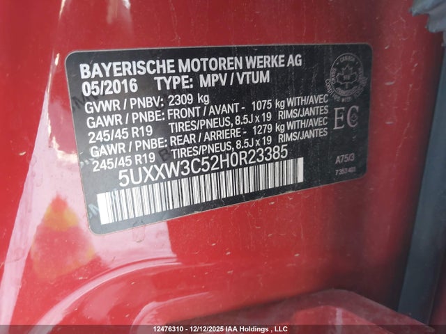 5UXXW3C52H0R23385 BMW X4 Xdrive28i