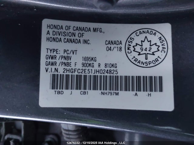 2HGFC2E51JH024825 Honda Civic Lx