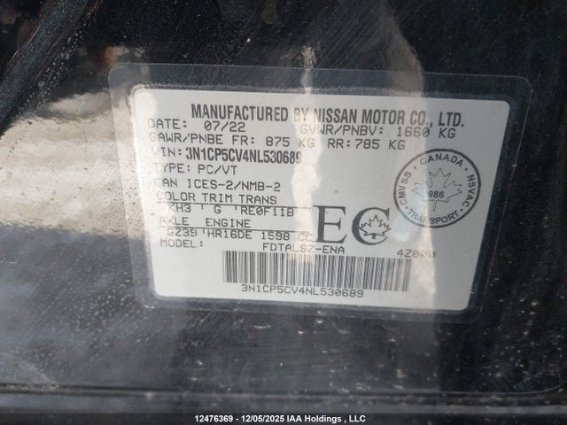 3N1CP5CV4NL530689 Nissan Kicks