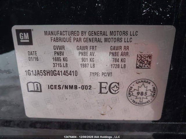 1G1JA5SH0G4145410 Chevrolet Sonic Ls Auto