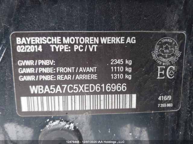 Продажа на аукционе авто 2014 Bmw 528 Xi, vin: WBA5A7C5XED616966, номер лота: 12476445