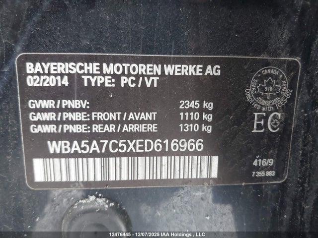 Продажа на аукционе авто 2014 Bmw 528 Xi, vin: WBA5A7C5XED616966, номер лота: 12476445