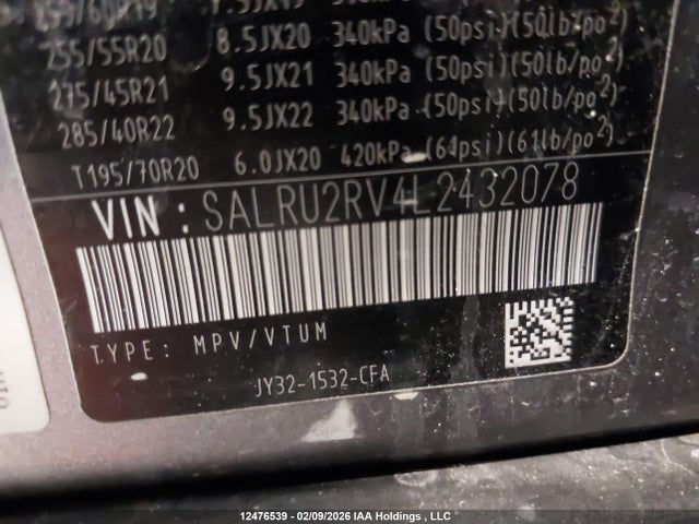SALRU2RV4L2432078 Land Rover Discovery Landmark