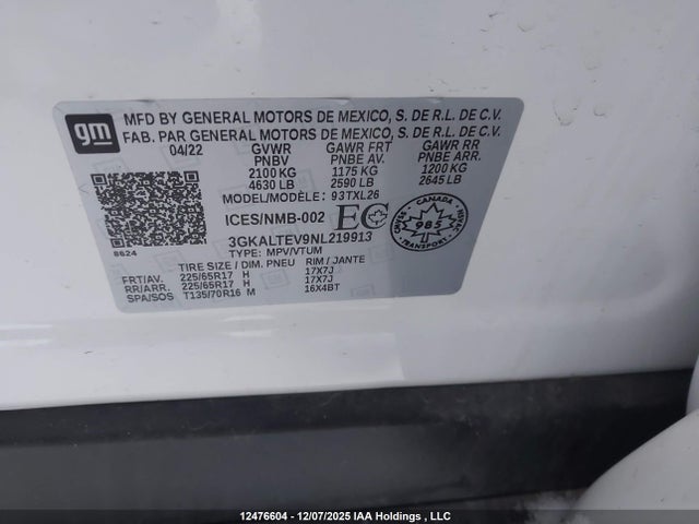 3GKALTEV9NL219913 GMC Terrain Sle