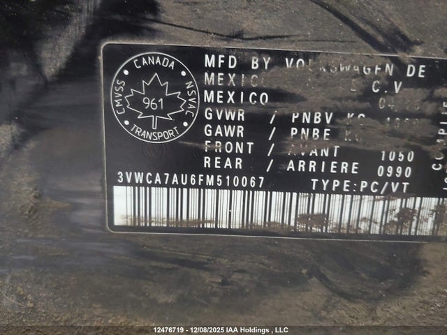 3VWCA7AU6FM510067 Volkswagen Golf Sportwagen Tdi S/tdi Se/tdi Sel