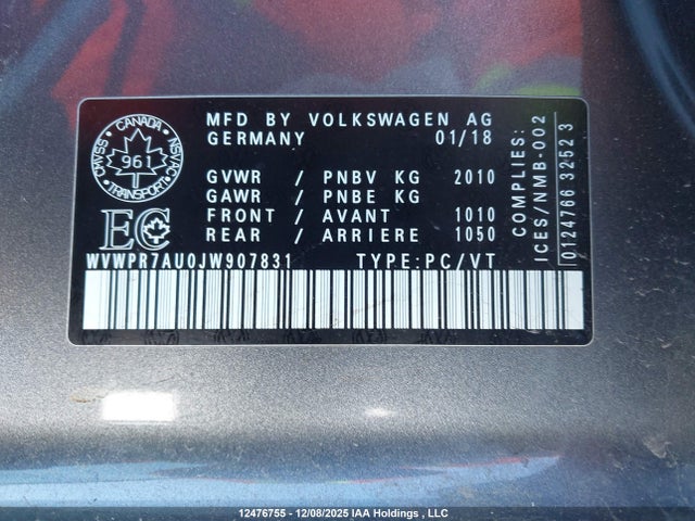 WVWPR7AU0JW907831 Volkswagen E-Golf