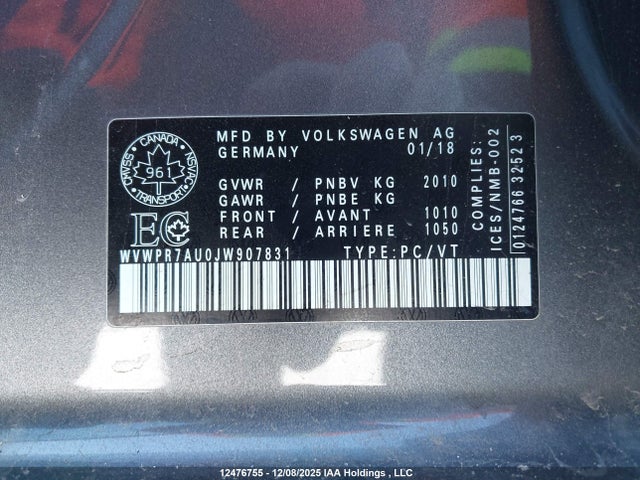 WVWPR7AU0JW907831 Volkswagen E-Golf