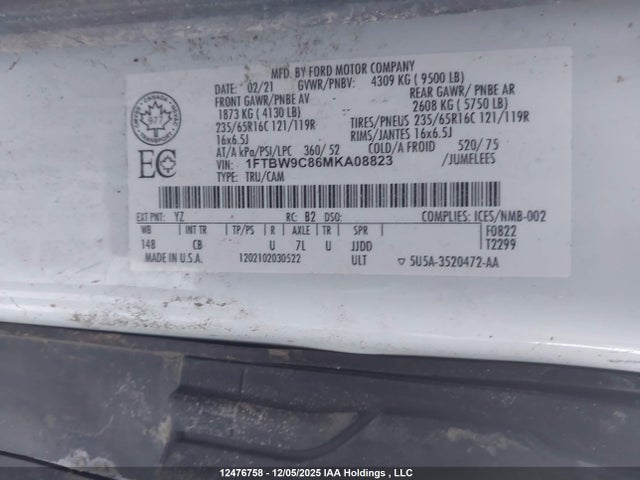 Ford Transit-350 Cargo 2021 1FTBW9C86MKA08823 Image 9